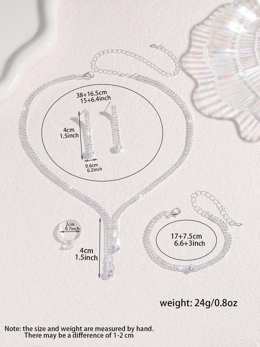 SHEIN طقم 5 قطع مجوهرات بزركونيا قطرات ماء