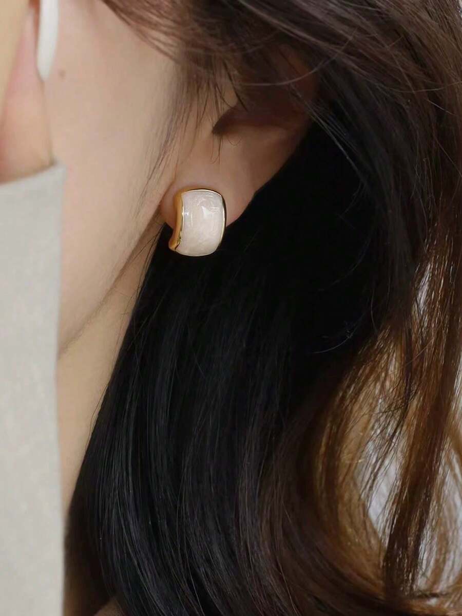 SHEIN طقم 5 أقراط دبوس قمر أبيض وفيونكة لؤلؤ مزيف وراين