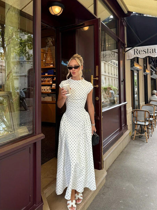 SHEIN فستان كاجوال أبيض فضفاض مطبوع بتصميم رقعي خفيف