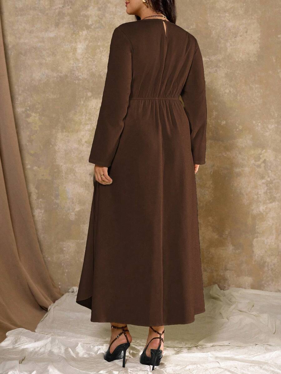 SHEIN Roveilla فستان ماكسي طويل الأكمام للمقاسات الكبيرة