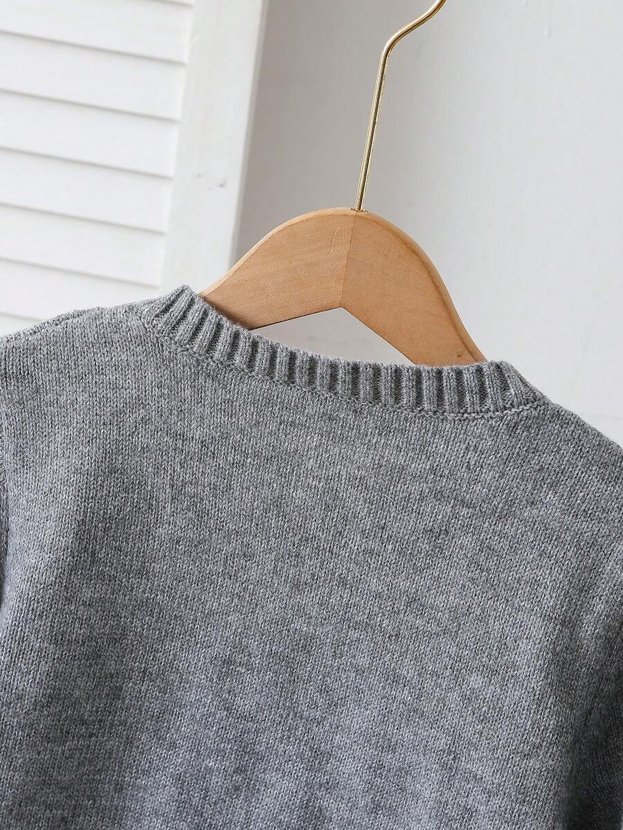 SHEIN Explorewe كارديجان مصنوع يدويًا للبنات بأكمام طويلة وفيونكة أنيقة