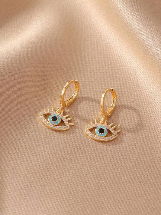 SHEIN GEREIT زوج أقراط مطلية نحاس ذهب عيار 14 قيراط