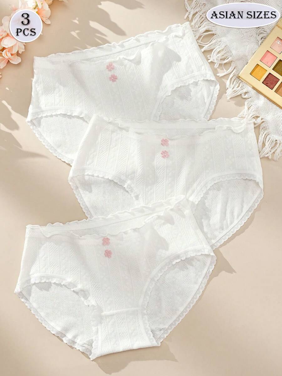 SHEIN طقم 3 قطع سروال داخلي قطني متوسط الارتفاع