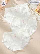 SHEIN طقم 3 قطع سروال داخلي قطني متوسط الارتفاع