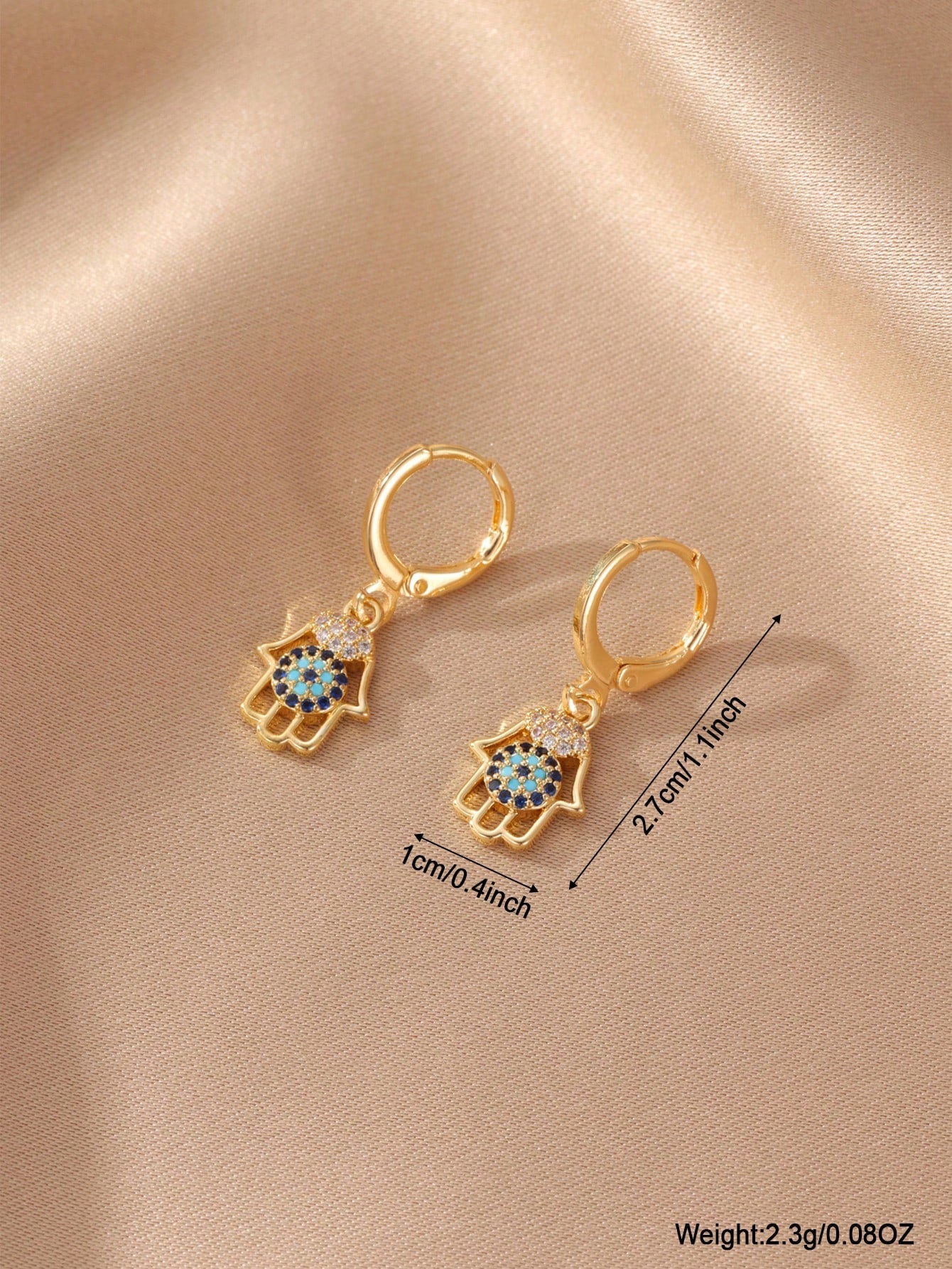 SHEIN GEREIT زوج أقراط مطلية نحاس ذهب عيار 14 قيراط