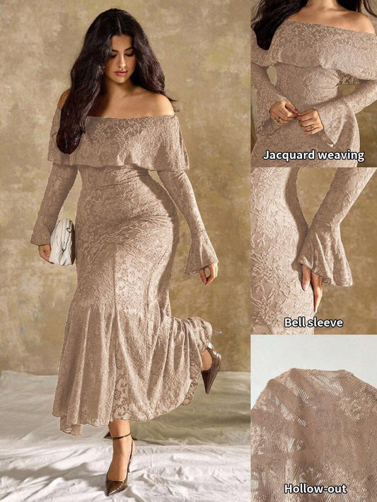 SHEIN Roveilla فستان للمقاسات الكبيرة بطبعة زهور وذيل سمكة بأسلوب فرنسي