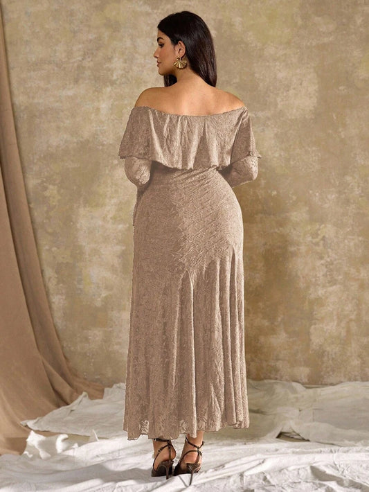 SHEIN Roveilla فستان للمقاسات الكبيرة بطبعة زهور وذيل سمكة بأسلوب فرنسي