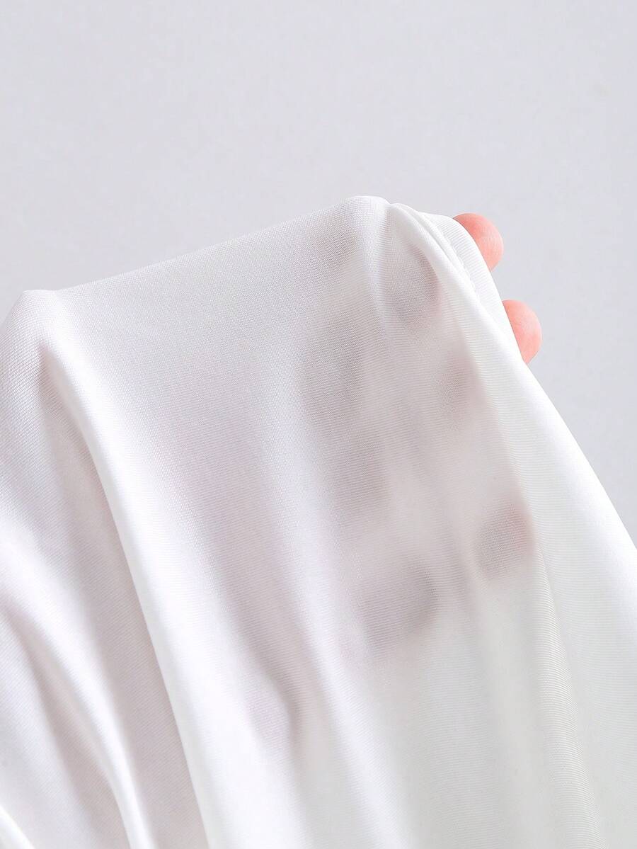 SHEIN بودي سوت نسائي أبيض بستايل قميص أنيق مع خصر مزموم