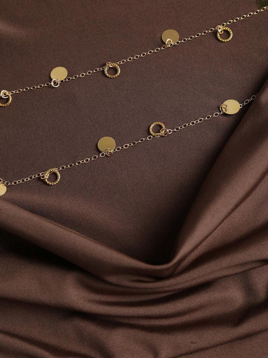 SHEIN Sweetra فستان طويل بظهر مكشوف وربطة عنق وسلسلة زخرفية