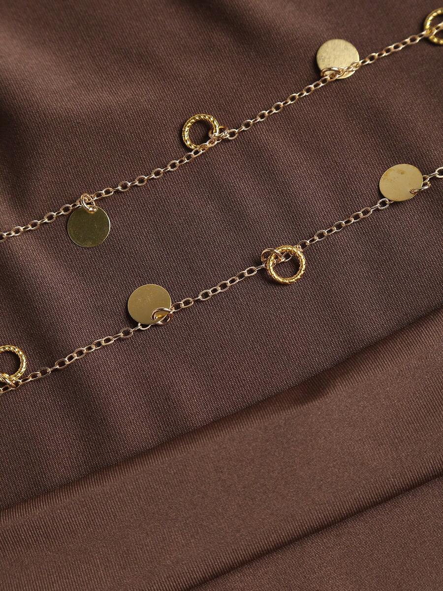 SHEIN Sweetra فستان طويل بظهر مكشوف وربطة عنق وسلسلة زخرفية