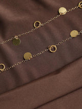 SHEIN Sweetra فستان طويل بظهر مكشوف وربطة عنق وسلسلة زخرفية