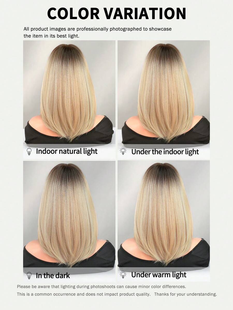 SHEIN باروكة شعر أشقر أبيض قصيرة 16 بوصة مقاومة للحرارة