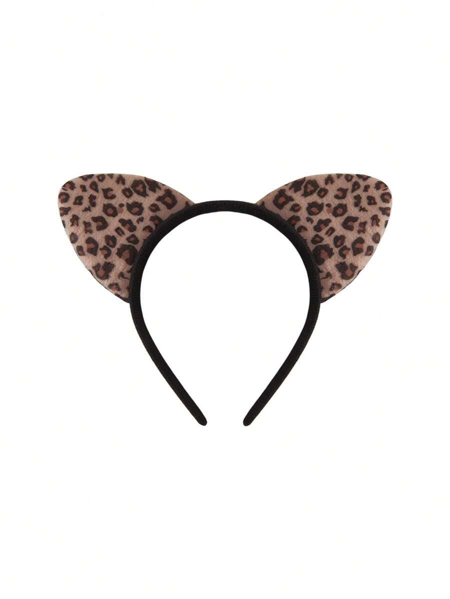 SHEIN Fantasy Costume طقم جلدي نمري قطعتان مع أذنين وبابي دول