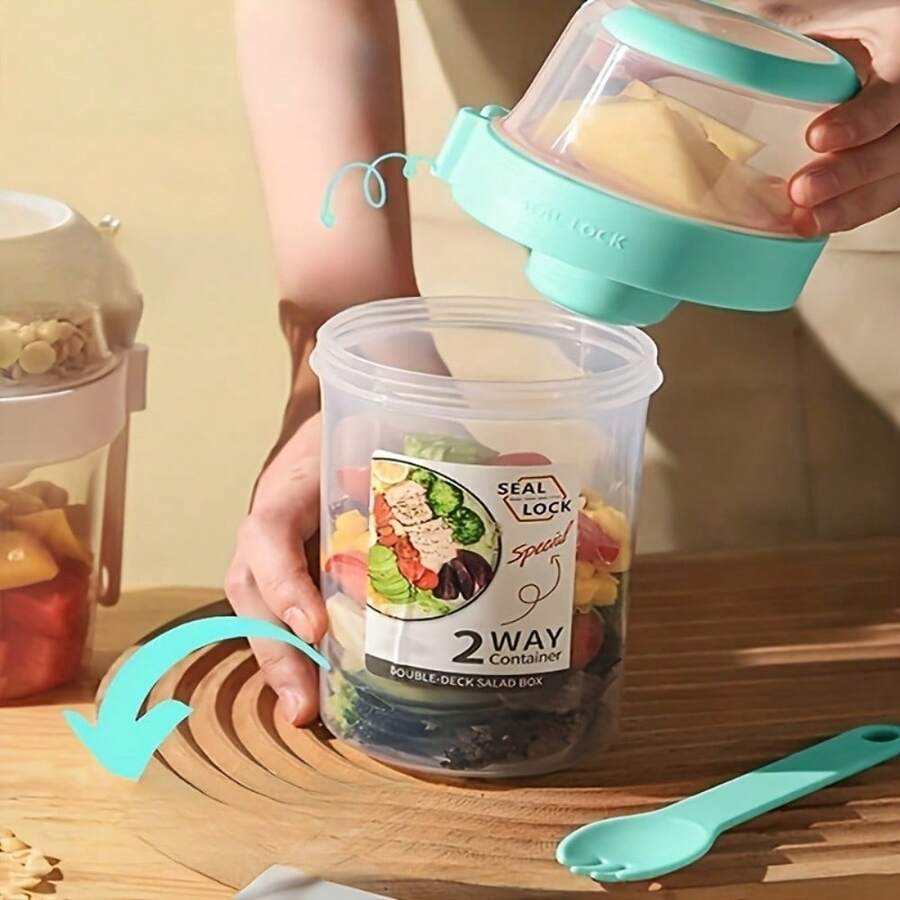 SHEIN كوب محمول للفاكهة والحبوب واللبن مانع للتسرب