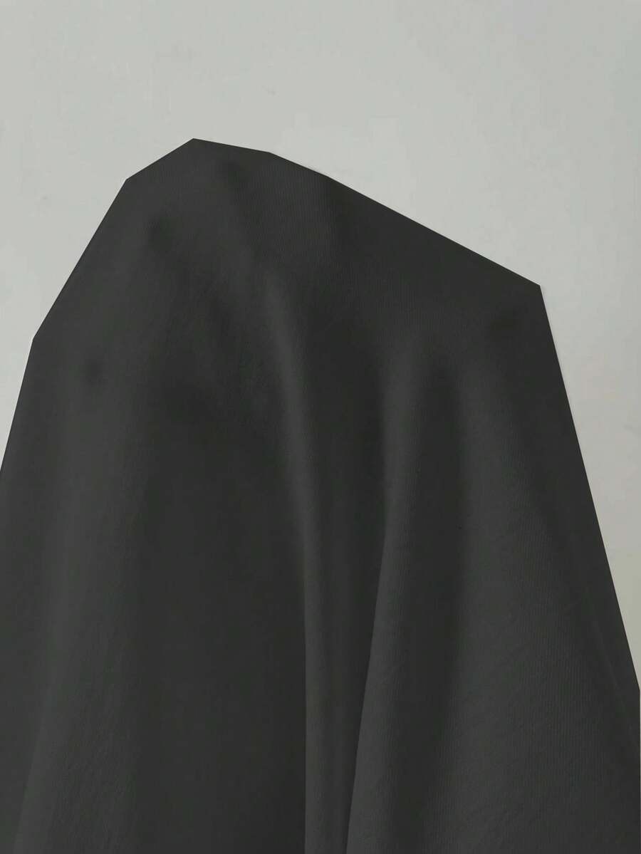 SHEIN Islaluna فستان أسود أنيق بأكمام خفافيش مزين بشريط ملون