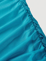 SHEIN MOD فستان أزرق أومبير شبكي مكشكش ضيق بكتف واحد