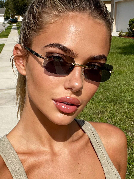 SHEIN نظارة شمس معدنية مستطيلة