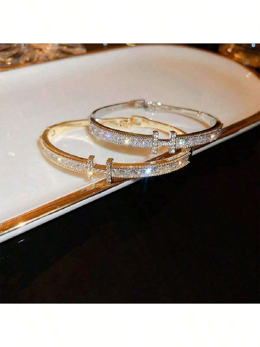 SHEIN طقم سوار وخاتم نحاسي بزركونيا
