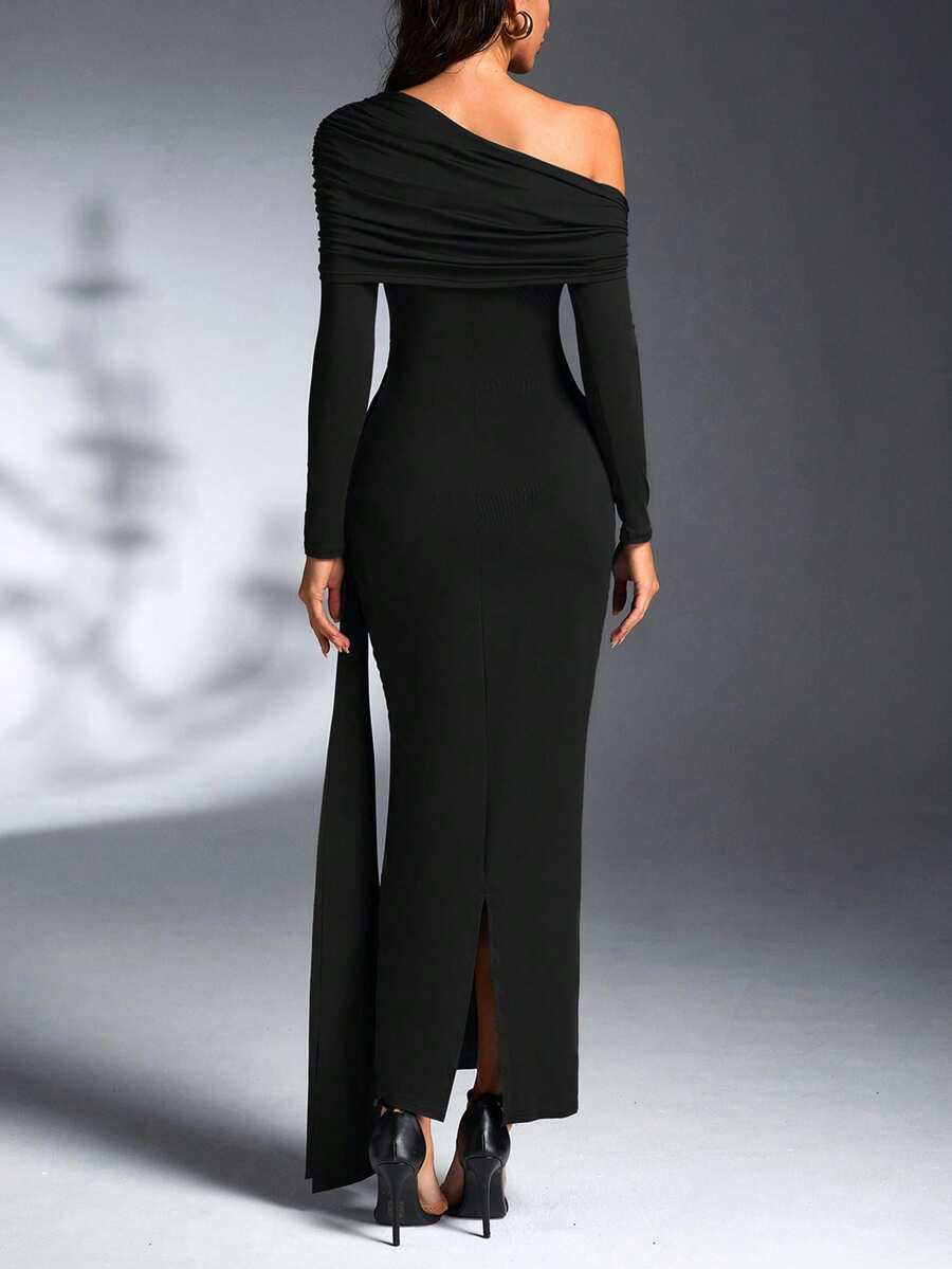 SHEIN Articat فستان حفلات أسود طويل بقصة ضيقة