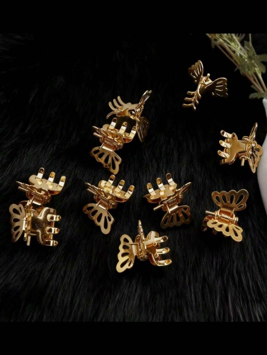 SHEIN طقم 10 مشابك شعر بشكل فراشة معدنية صغيرة