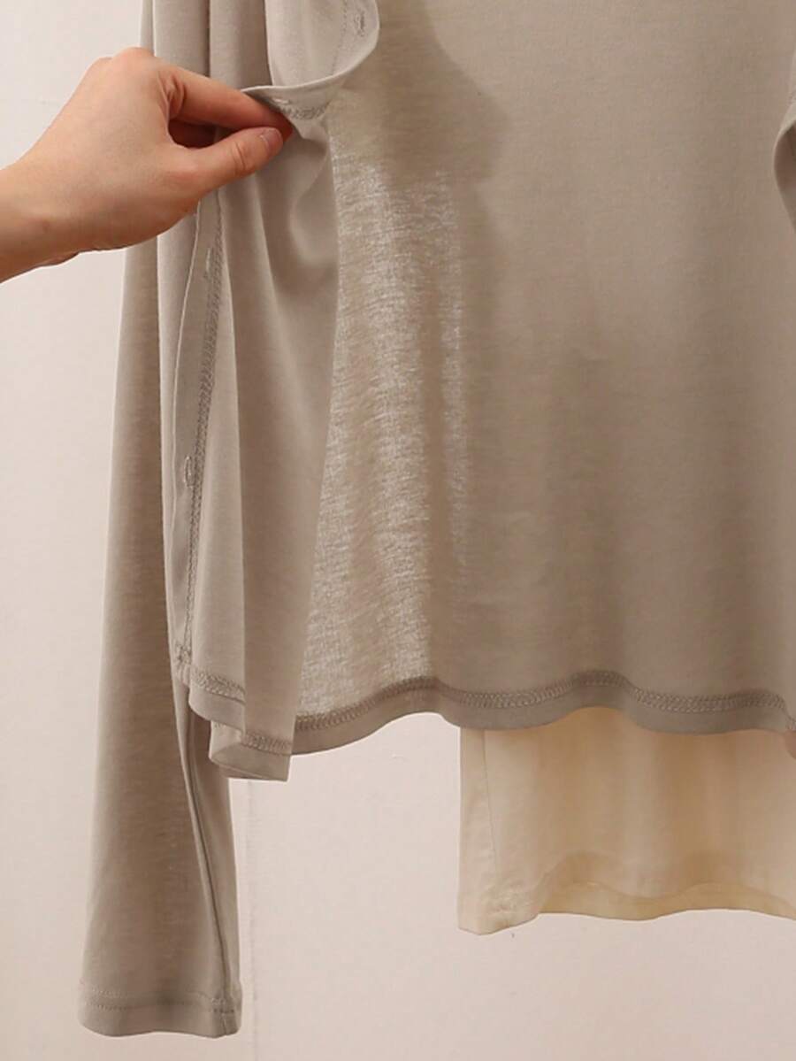 SHEIN INAWLY بلوزة نسائية بأزرار أمامية ولون كاكي