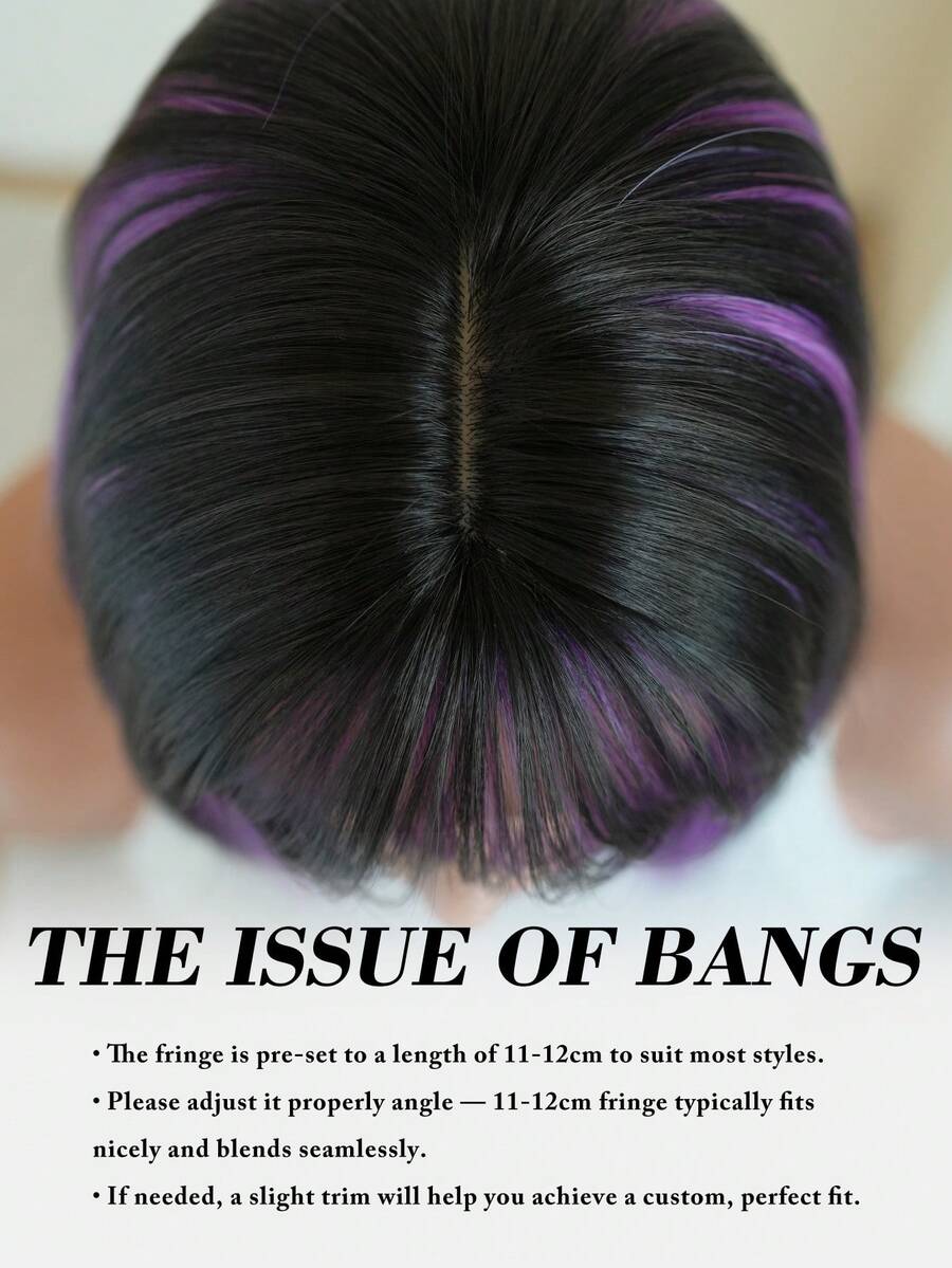 SHEIN باروكة شعر مستقيم 12 بوصة مع لمسة بنفسجية