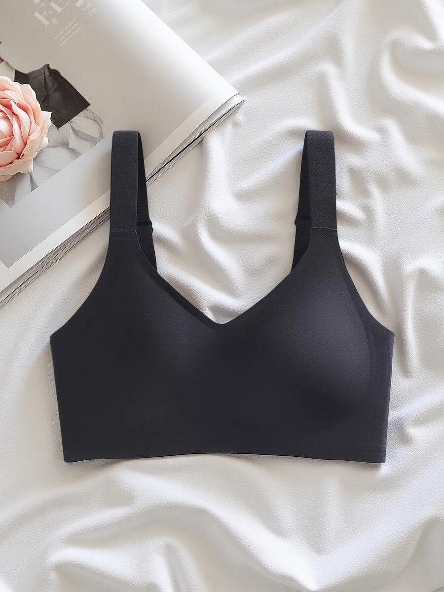 SHEIN طقم 2 حمالة صدر رياضية مريحة بدون سلك بلون سادة