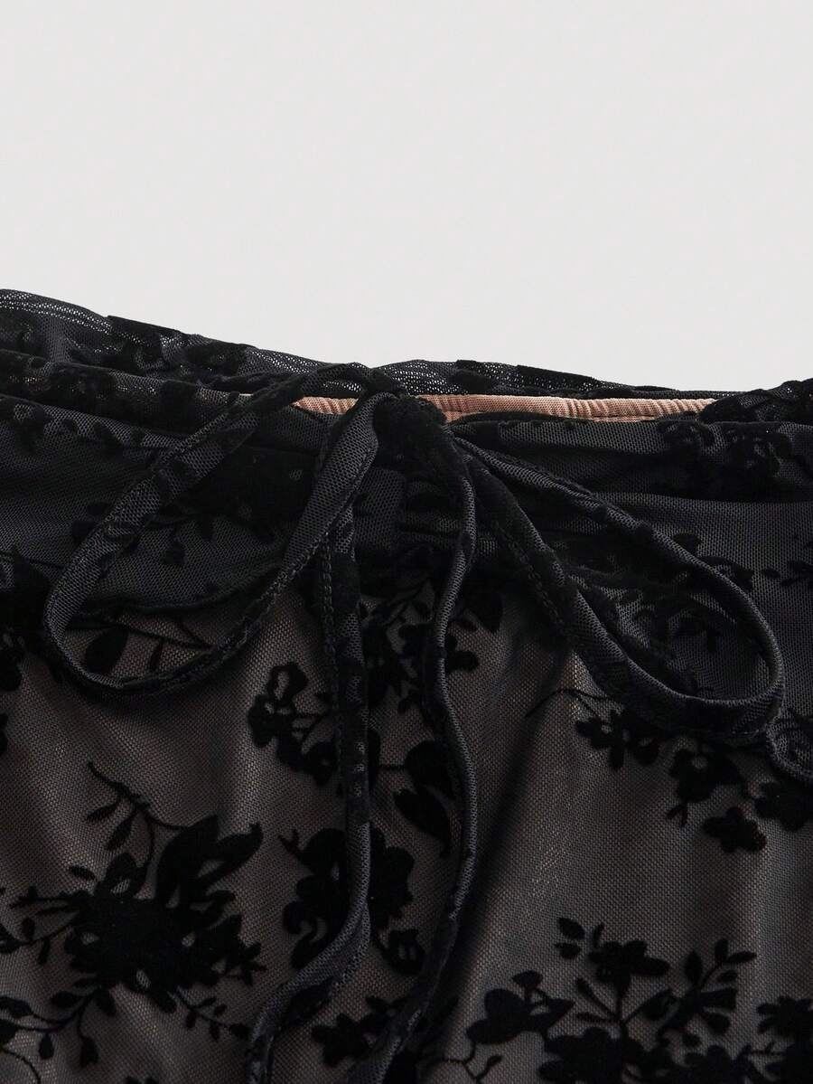 SHEIN MOD فستان أسود طويل ضيق بأكمام واسعة