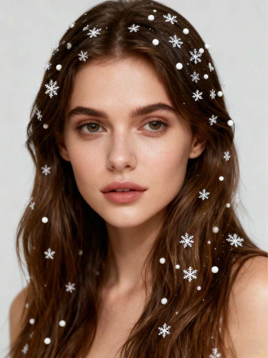 SHEIN 3D ملصقات شعر لؤلؤية وماسات لاصقة