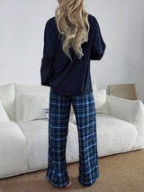 SHEIN Dream Adore بيجامة نسائية فضفاضة بنقشة مربعات