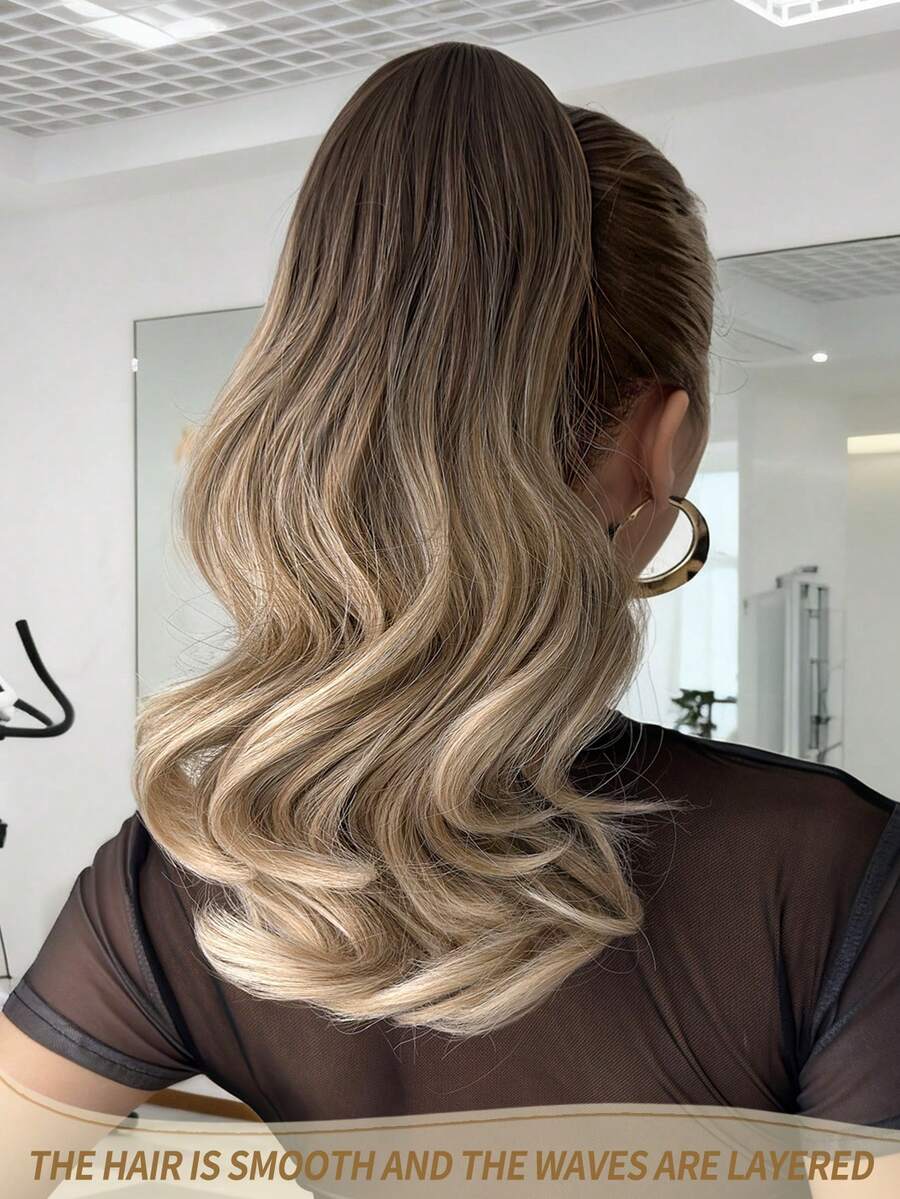 SHEIN باروكة شعر بشكل ذيل حصان قصيرة 12-14 بوصة مموجة
