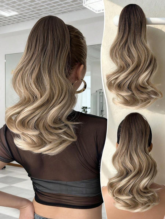 SHEIN باروكة شعر بشكل ذيل حصان قصيرة 12-14 بوصة مموجة