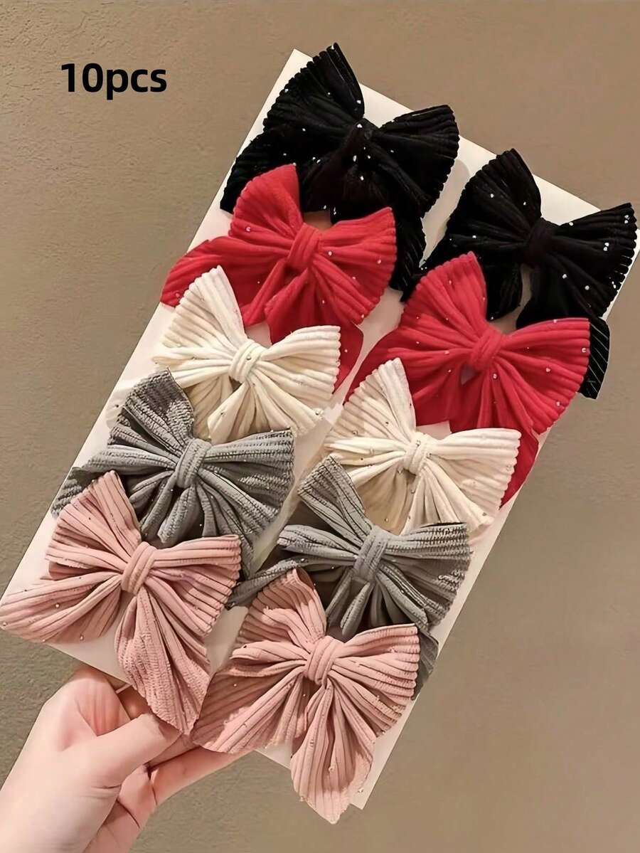 SHEIN مشابك شعر بفيونكة منقوشة مزينة بالراين