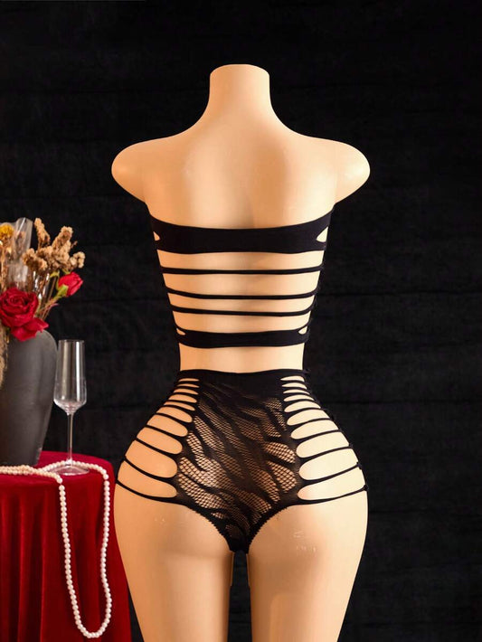 SHEIN ChaseTheNight طقم قطعتين توب شبكي مفتوح