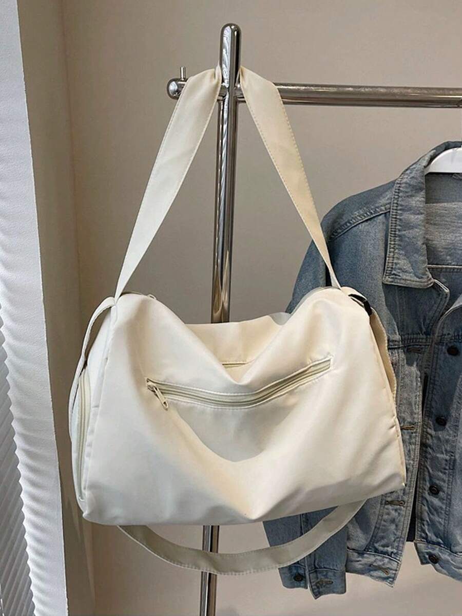 SHEIN حقيبة رياضية أنيقة واسعة بسحاب وأشرطة كتف