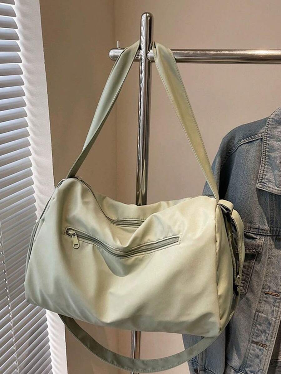 SHEIN حقيبة رياضية أنيقة واسعة بسحاب وأشرطة كتف