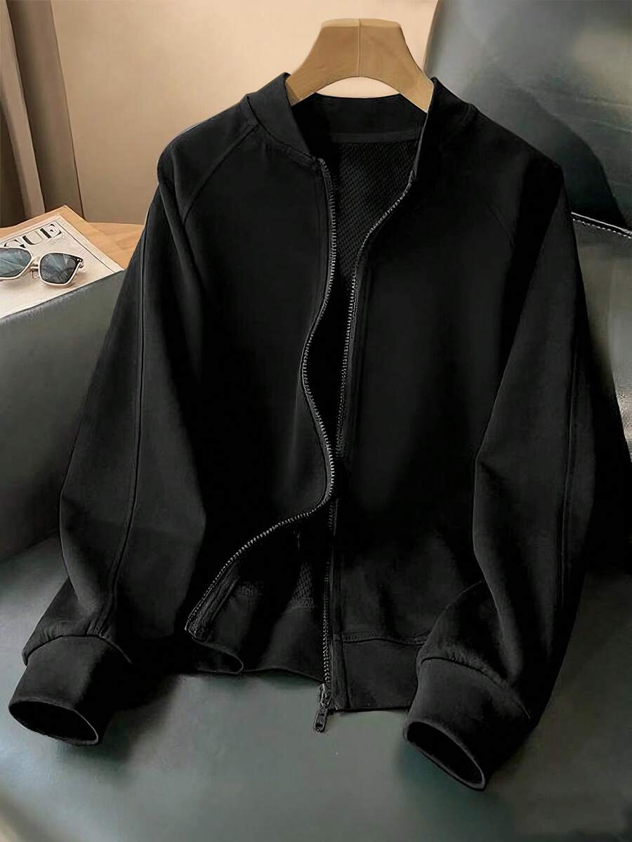 SHEIN معطف نسائي خفيف بلون أسود