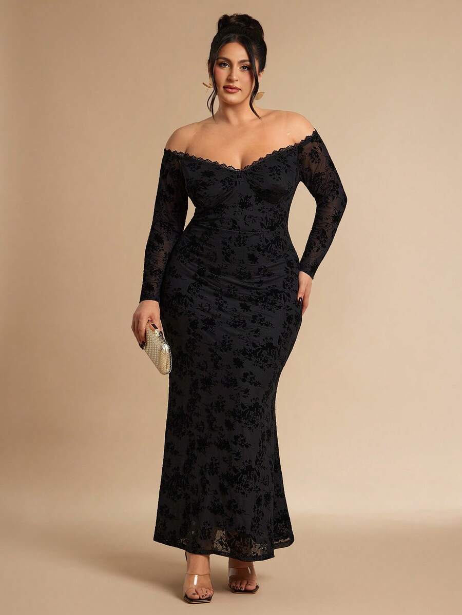 SHEIN BAE فستان حفلة أسود مرصع بالترتر