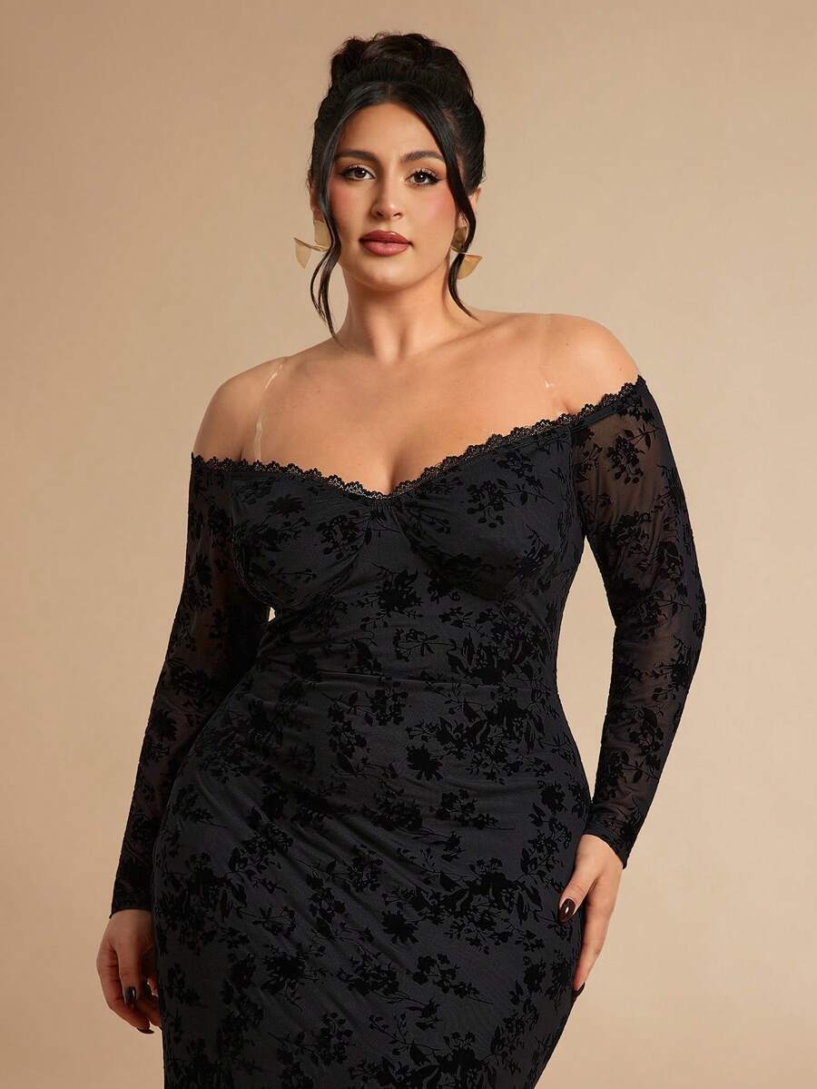 SHEIN BAE فستان حفلة أسود مرصع بالترتر