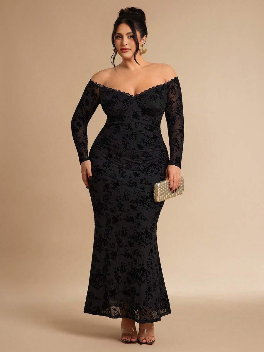 SHEIN BAE فستان حفلة أسود مرصع بالترتر
