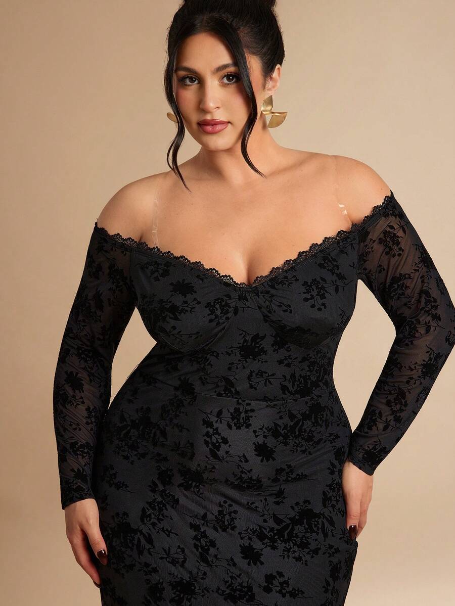 SHEIN BAE فستان حفلة أسود مرصع بالترتر