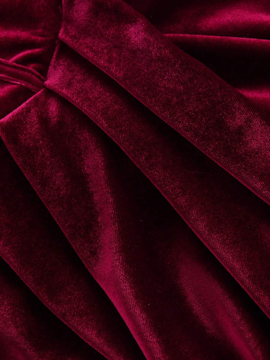 SHEIN MOD فستان حفلة عنابي أنيق مطوي بوردو