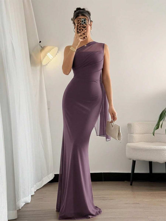 SHEIN Firerie فستان ماكسي ضيق برقبة غير متماثلة