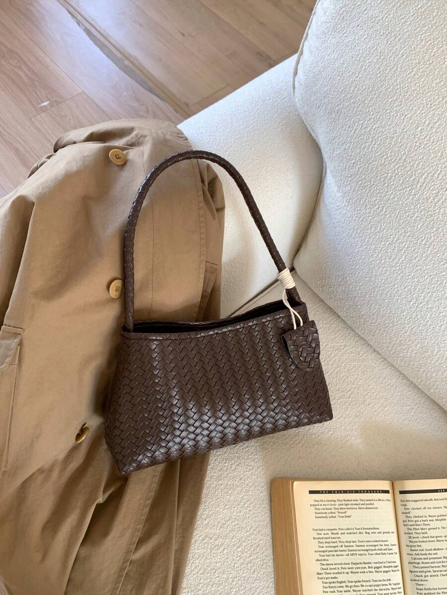 SHEIN حقيبة كتف منسوجة من جلد البولي يوريثان