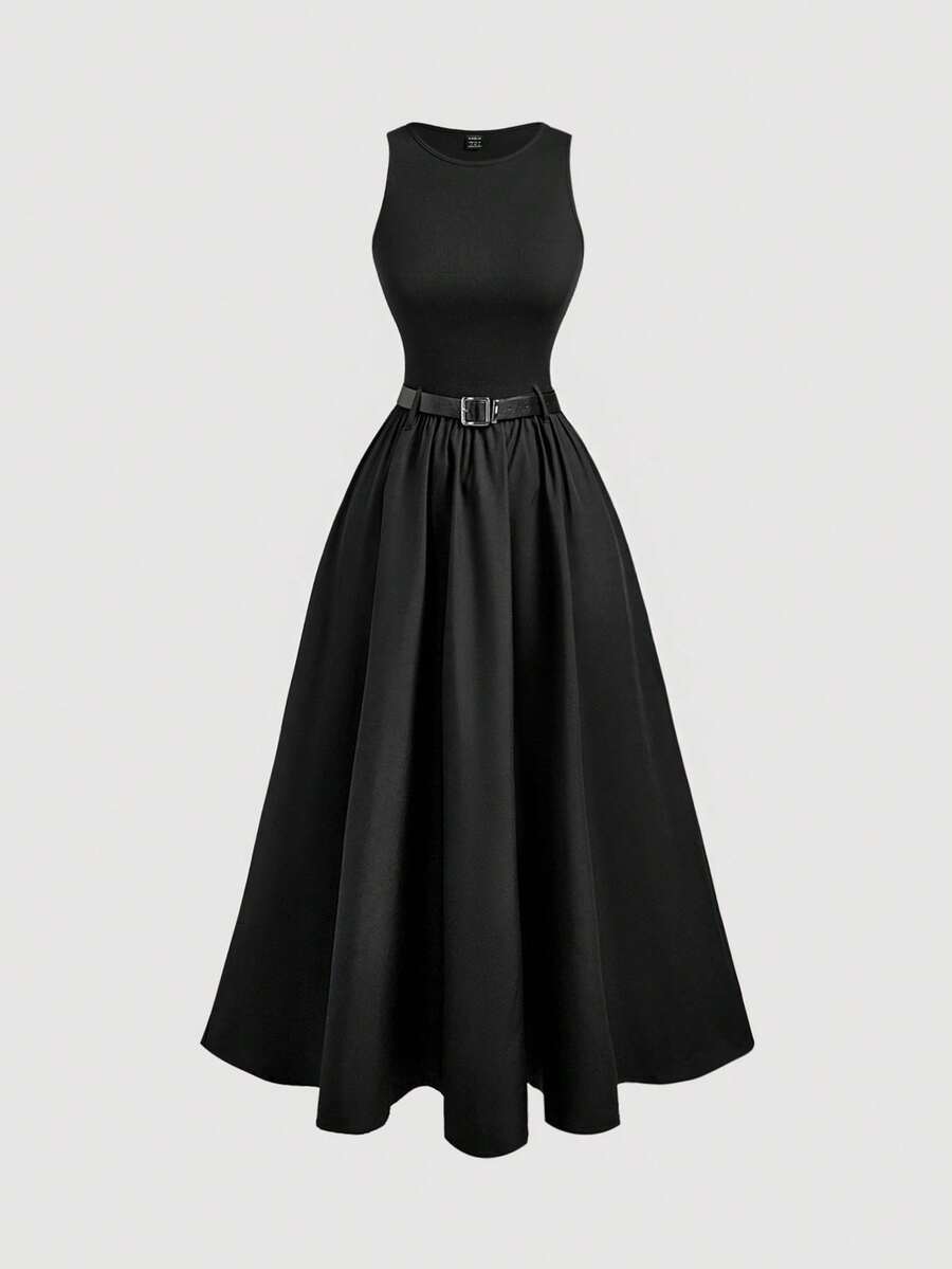 SHEIN MOD فستان اسود صيفي بلا أكمام