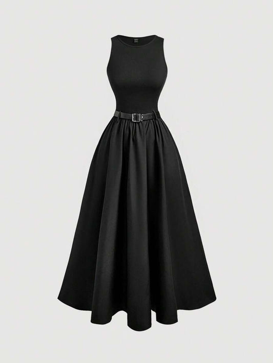 SHEIN MOD فستان اسود صيفي بلا أكمام