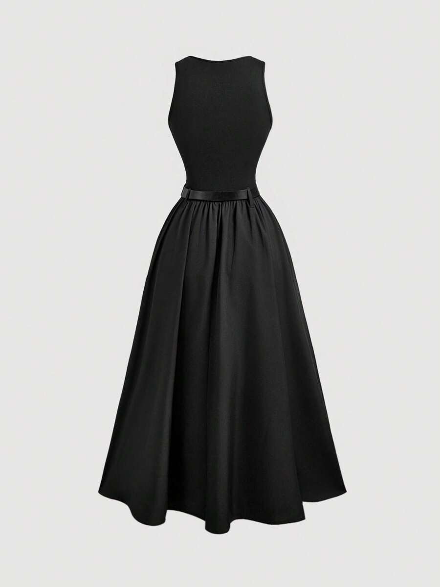 SHEIN MOD فستان اسود صيفي بلا أكمام