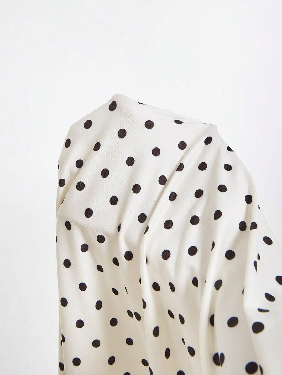 SHEIN X Garcia Sisters MOD فستان أبيض بياقة متدلية