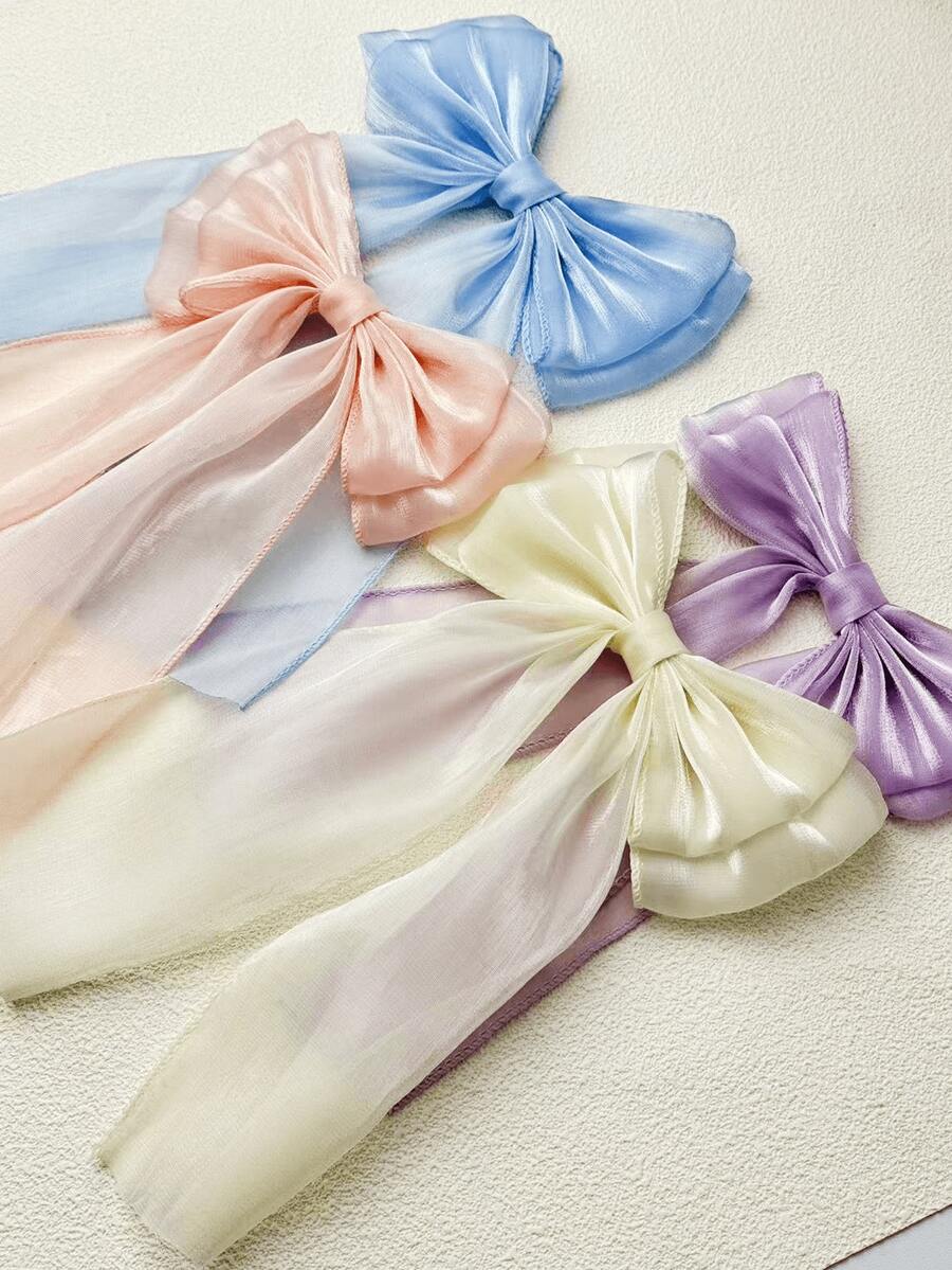 SHEIN فيونكات شعر شبكية ملونة بذيل مجعد