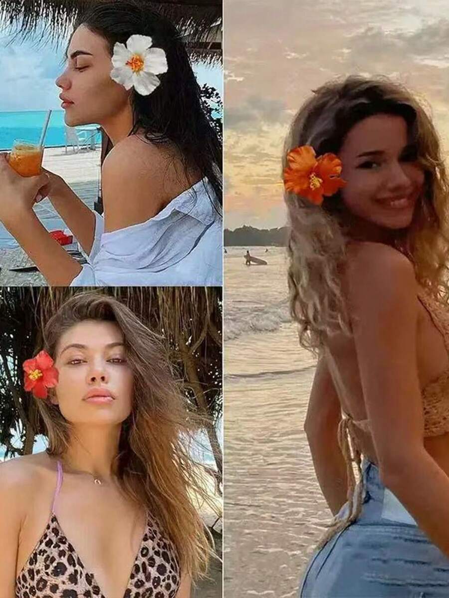 SHEIN مشابك شعر بشكل زهرة 5 قطع بألوان متعددة